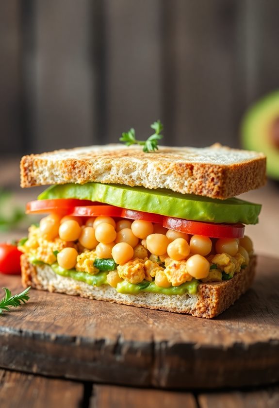 creamy chickpea avocado sandwiches