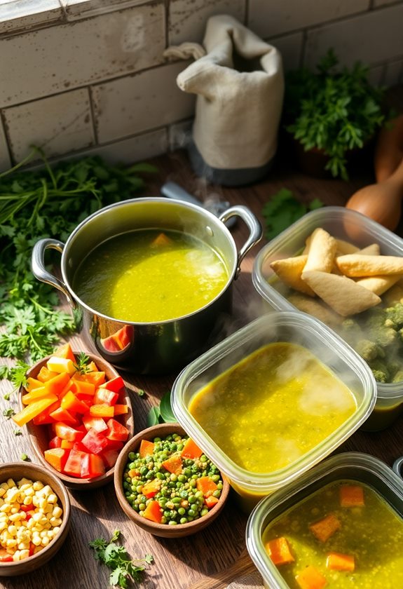 healthy lentil soup prep