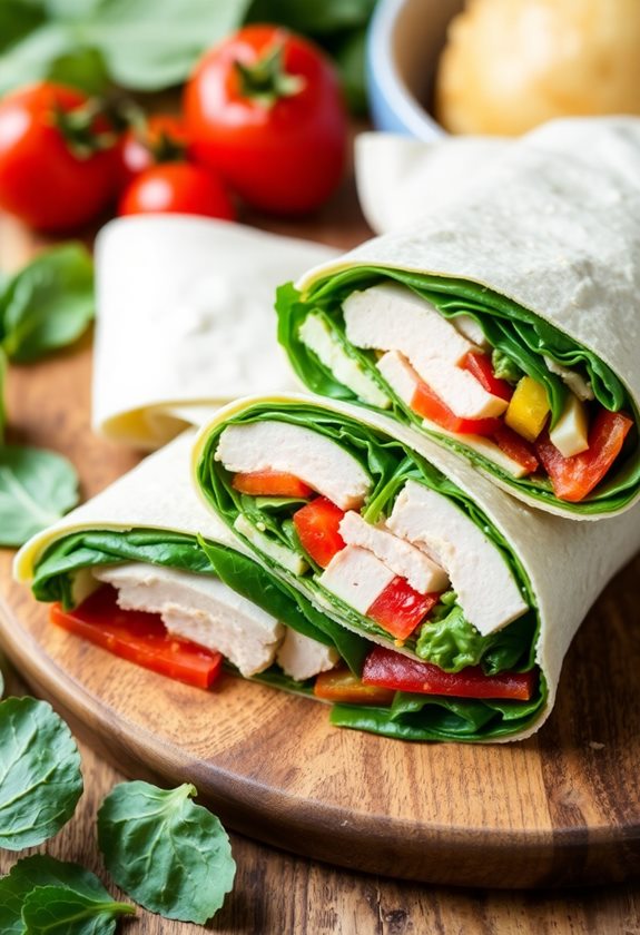 healthy turkey spinach wraps