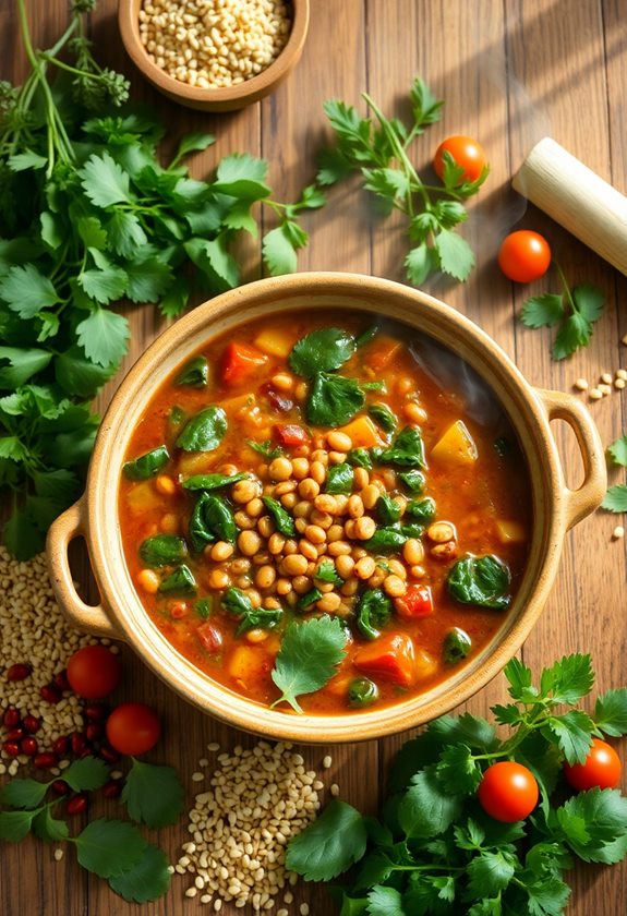 hearty lentil spinach stew