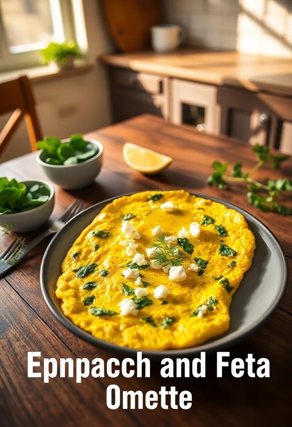 savory spinach feta omelette