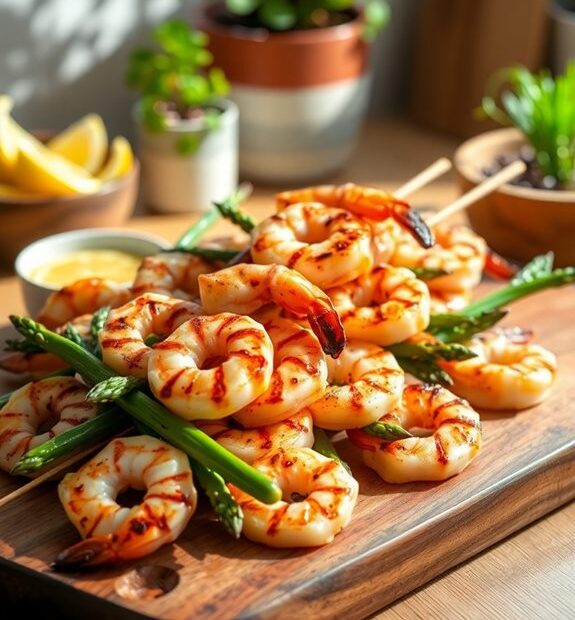 shrimp and asparagus skewers